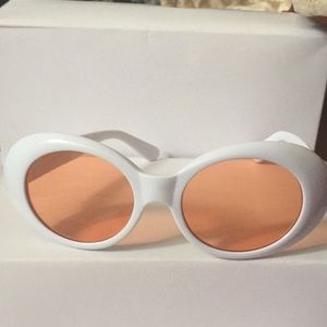 Orange & white round oval circle oversize sunglass